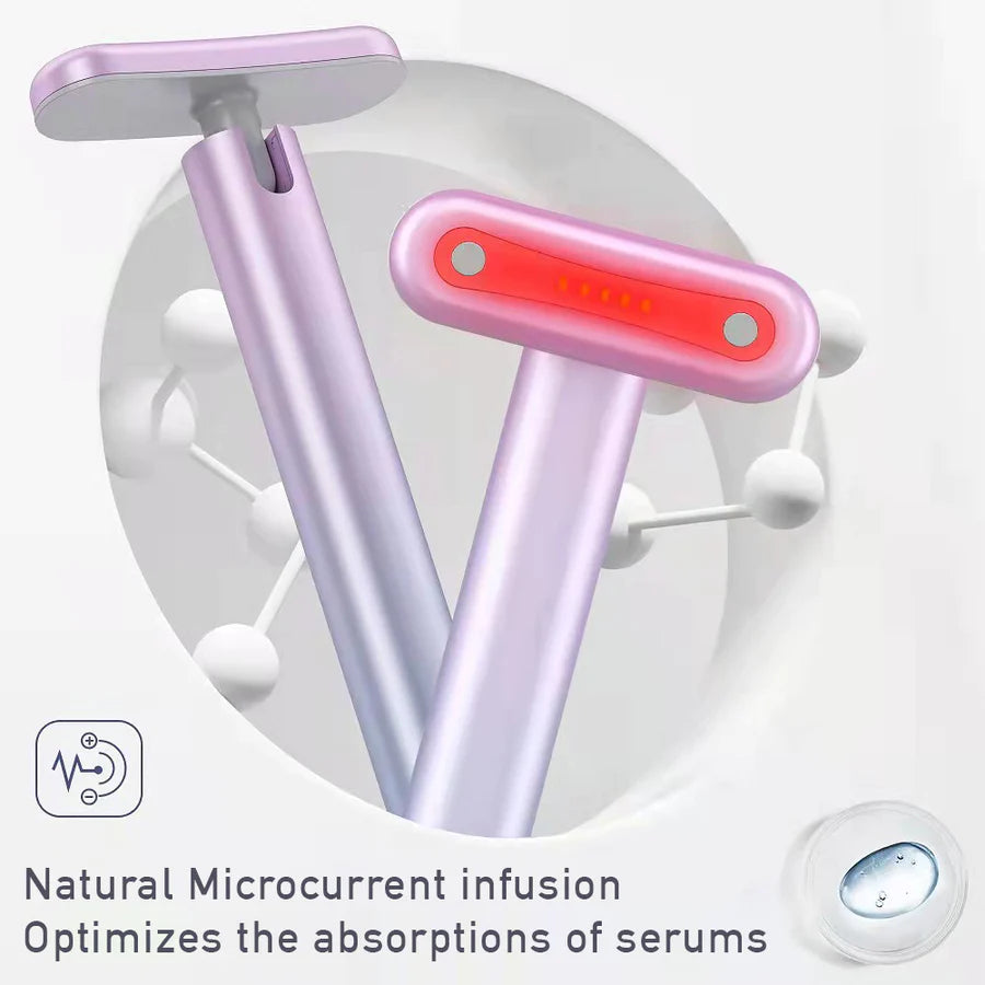 AuraWave: 4-in-1 Ultimate Red Light LED Skincare & Facial Microcurrent Wand