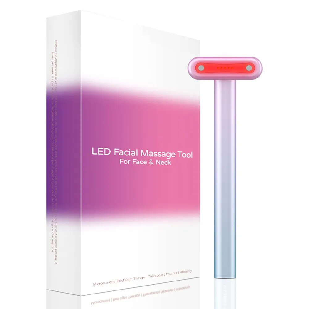 AuraWave: 4-in-1 Ultimate Red Light LED Skincare & Facial Microcurrent Wand