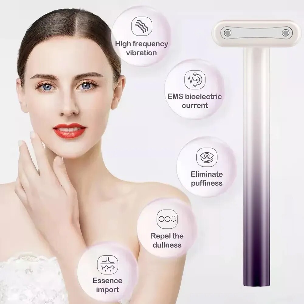 AuraWave: 4-in-1 Ultimate Red Light LED Skincare & Facial Microcurrent Wand